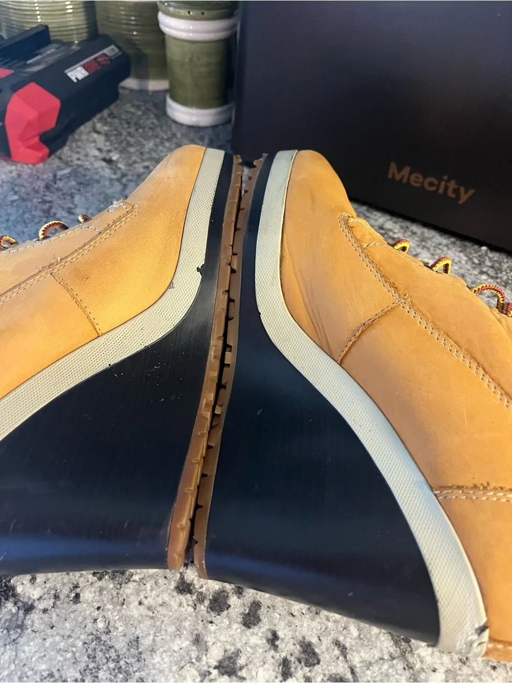 Timberland Amston Women Wheat Nubuck Leather Lace Up Wedge Ankle Boots size 9